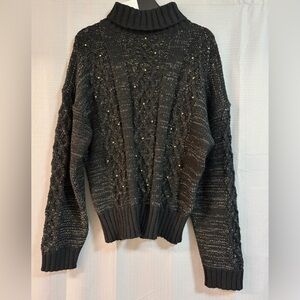 ONTWELFTH BLACK/GOLD/SILVER CHUNKY KNITTED SWEATER (ONLY) SIZE XL